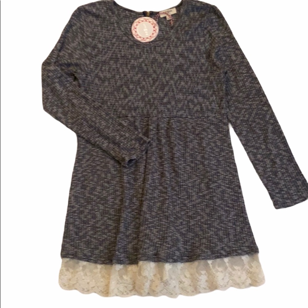 Umgee brand black knit dress with lace detail